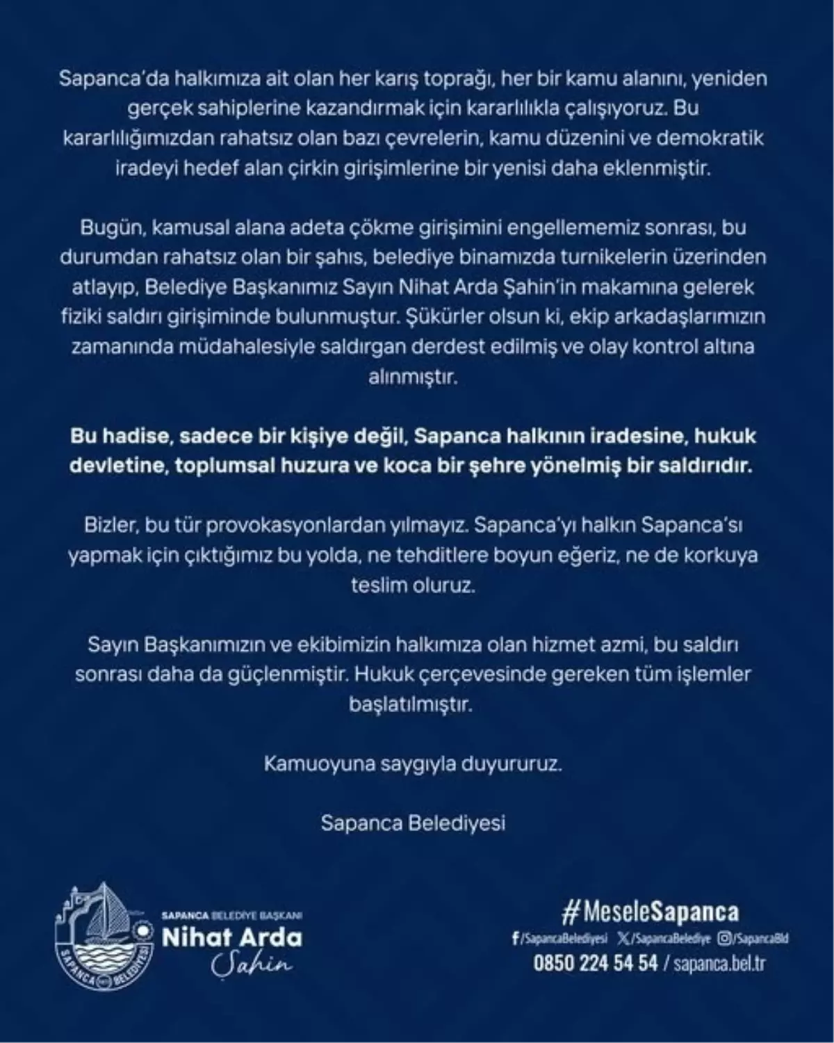 Sapanca Belediye Başkanı'na Saldırı Girişimi
