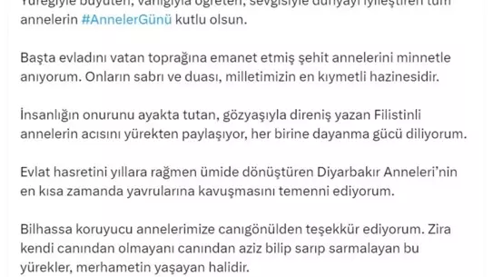 Emine Erdoğan'dan Anneler Günü mesajı: Şehit annelerini minnetle anıyorum
