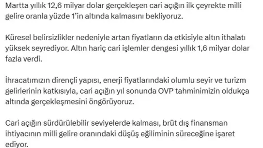 Cari Açık Yıl Sonunda Beklentinin Altında Kalacak