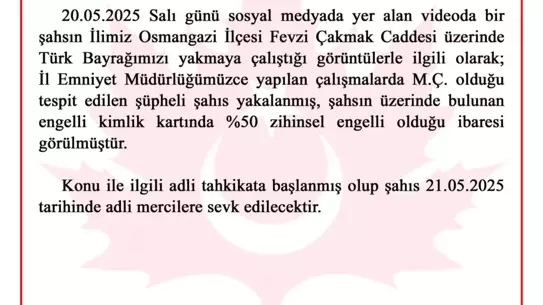 Zihinsel Engelli Şüpheli Bayrak Yanma Olayı