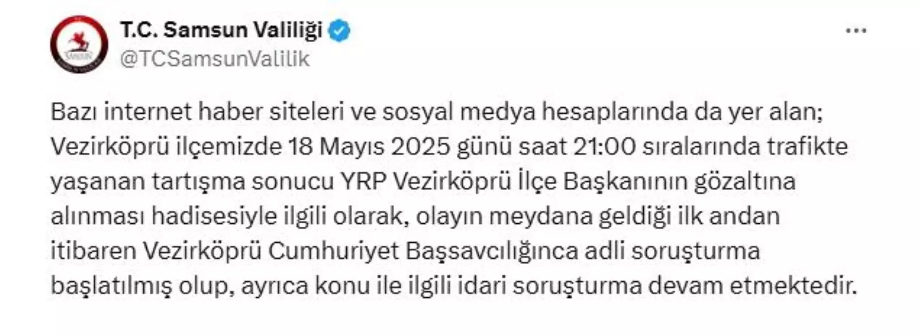 Vezirköprü'de YRP Başkanı Gözaltına Alındı