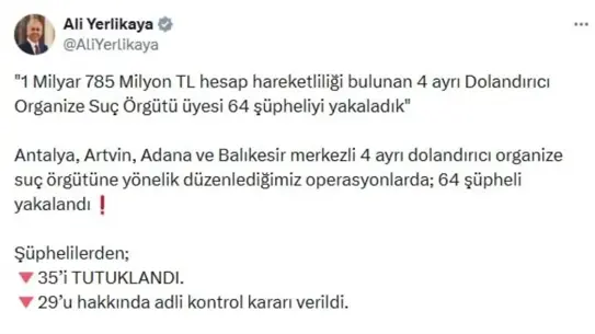 64 Dolandırıcı Yakalandı