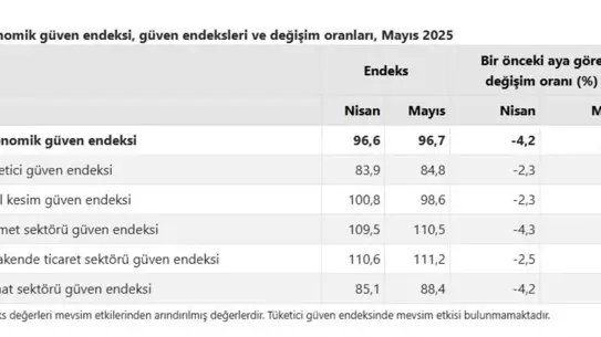 Ekonomik Güven Endeksi Mayıs'ta Artış Gösterdi