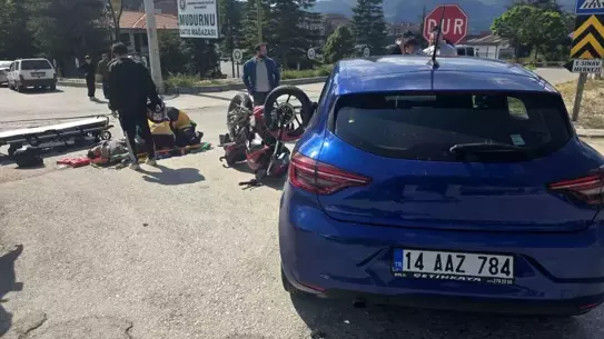 Mudurnu'da Otomobil-Motosiklet Kazası