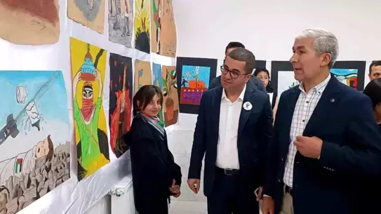 Kağızman'da 'Filistin' Temalı Resim Sergisi Açıldı