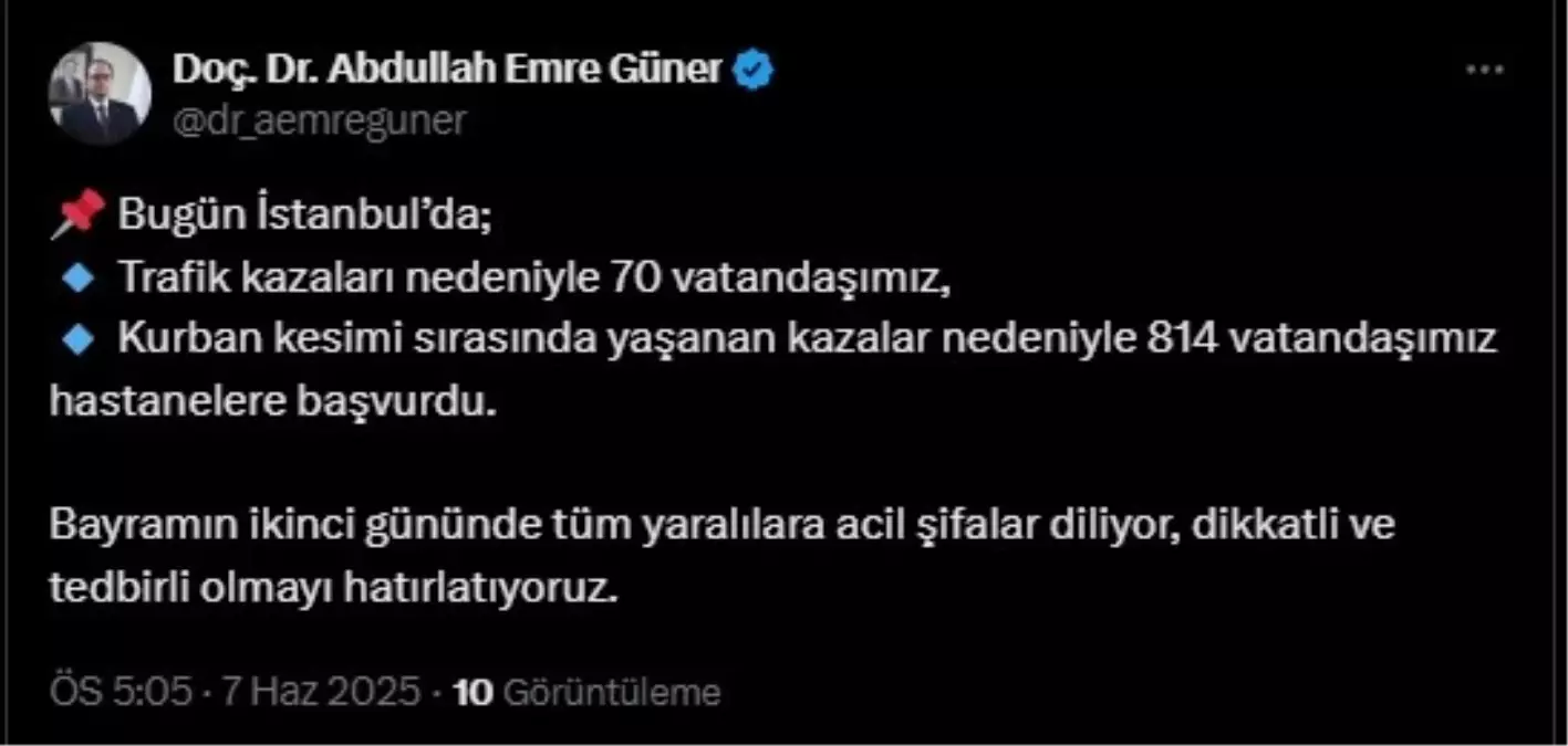 Kurban Bayramı'nda 814 Yaralı