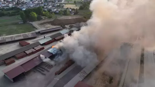 Erbaa'da Tuğla Fabrikasında Yangın